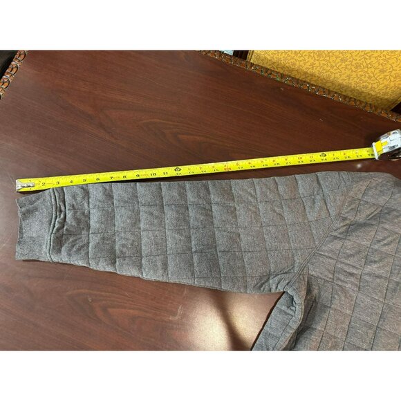 Quilted Gray Hooded Pullover Sweatshirt With Kangaroo Pocket‎ & Button Closure - Picture 11 of 16